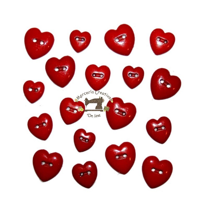 Botones Corazones rojos