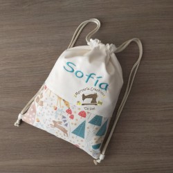 Mochila y talega bebé personalizada modelo "animales del bosque"