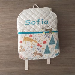 Mochila y talega bebé personalizada modelo "animales del bosque"