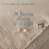 pañuelo de bautizo bordado en celeste