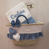 Capazo y toalla personalizada modelo "Blue Bee"