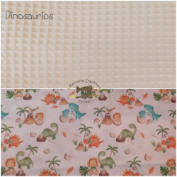 Mochila infantil waffle crema opción bolsita a juego