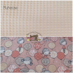 Mochila infantil waffle crema opción bolsita a juego