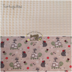 Mochila infantil waffle crema opción bolsita a juego